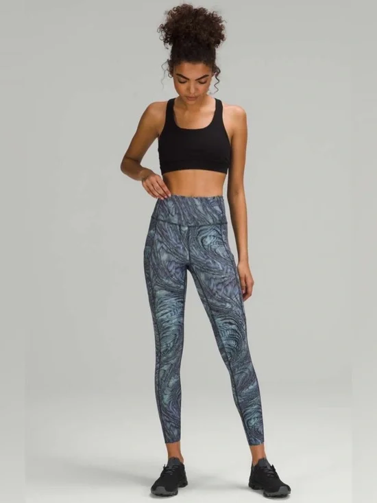 Lululemon Fast and Free Tight 25" Nulux Dimensional Icing Blue Multi Size 10 - Picture 2 of 9